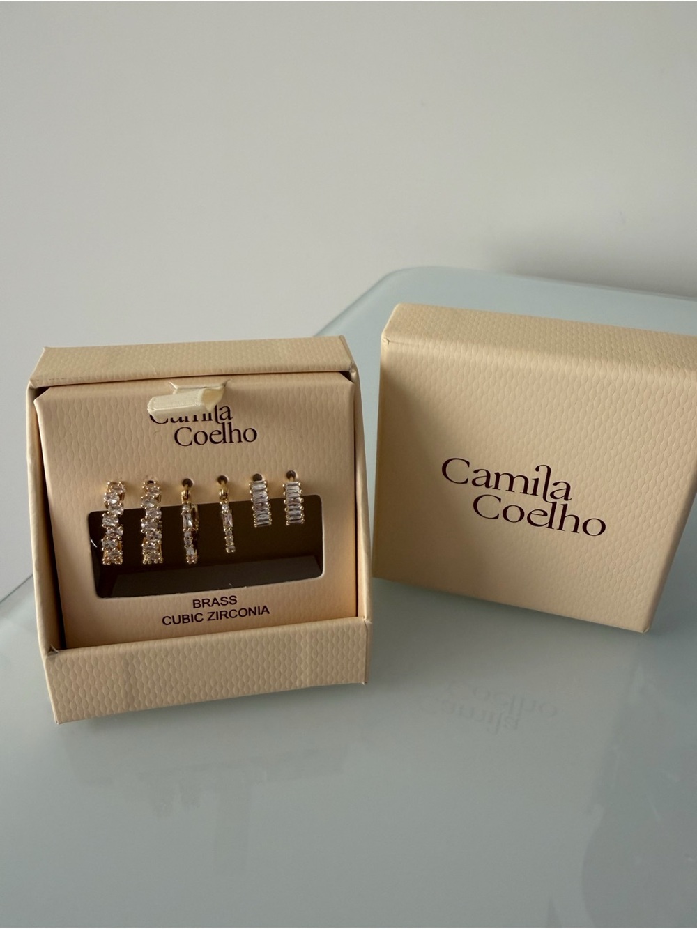 Camila Coelho Gold Cubic Zirconia hoop Earring Set